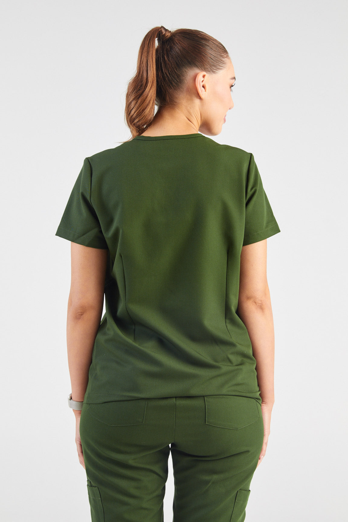 Everly V-Neck Four Pocket Scrub Top - Hunter Green