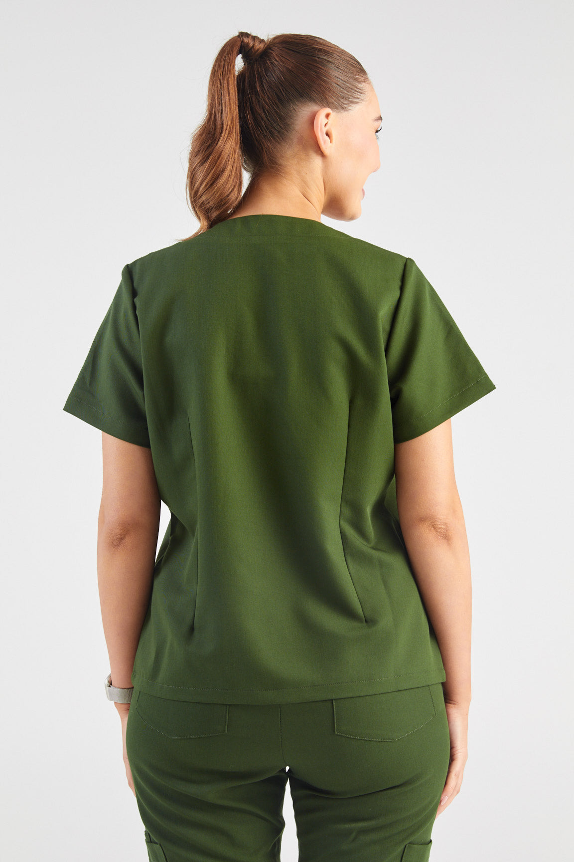 Ada V-Neck Wrap Three Pocket Scrub Top - Hunter Green