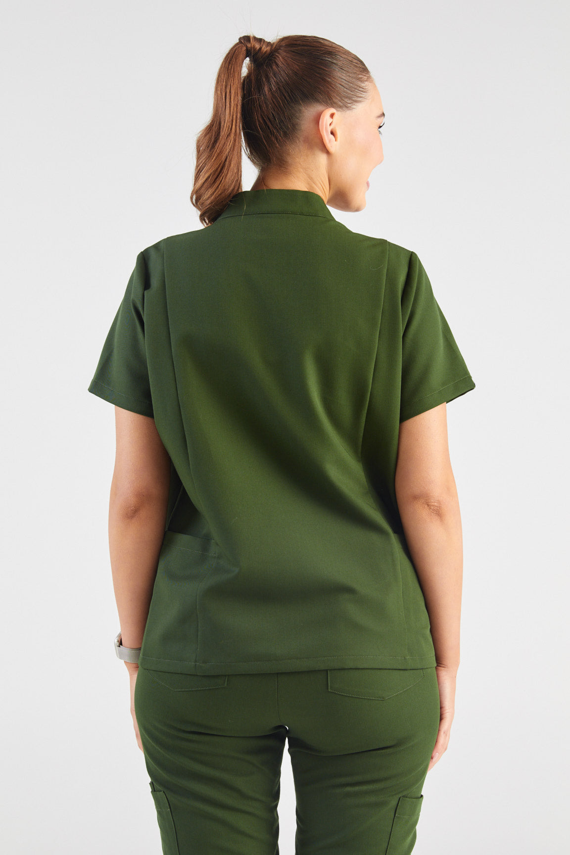 Molly Princess Cut Two Pocket Scrub Top - Hunter Green