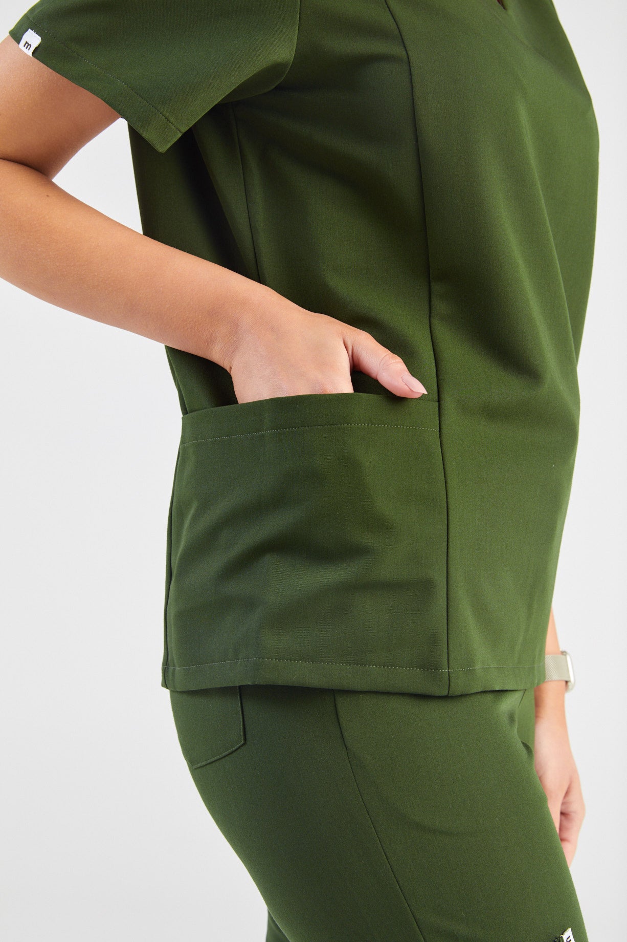 Molly Princess Cut Two Pocket Scrub Top - Hunter Green