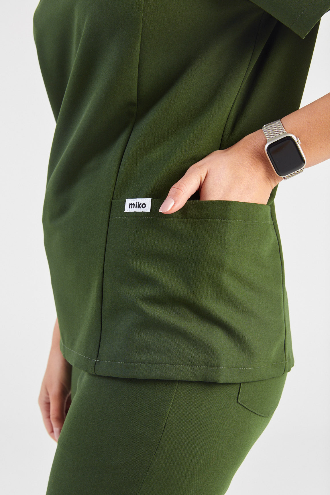 Molly Princess Cut Two Pocket Scrub Top - Hunter Green
