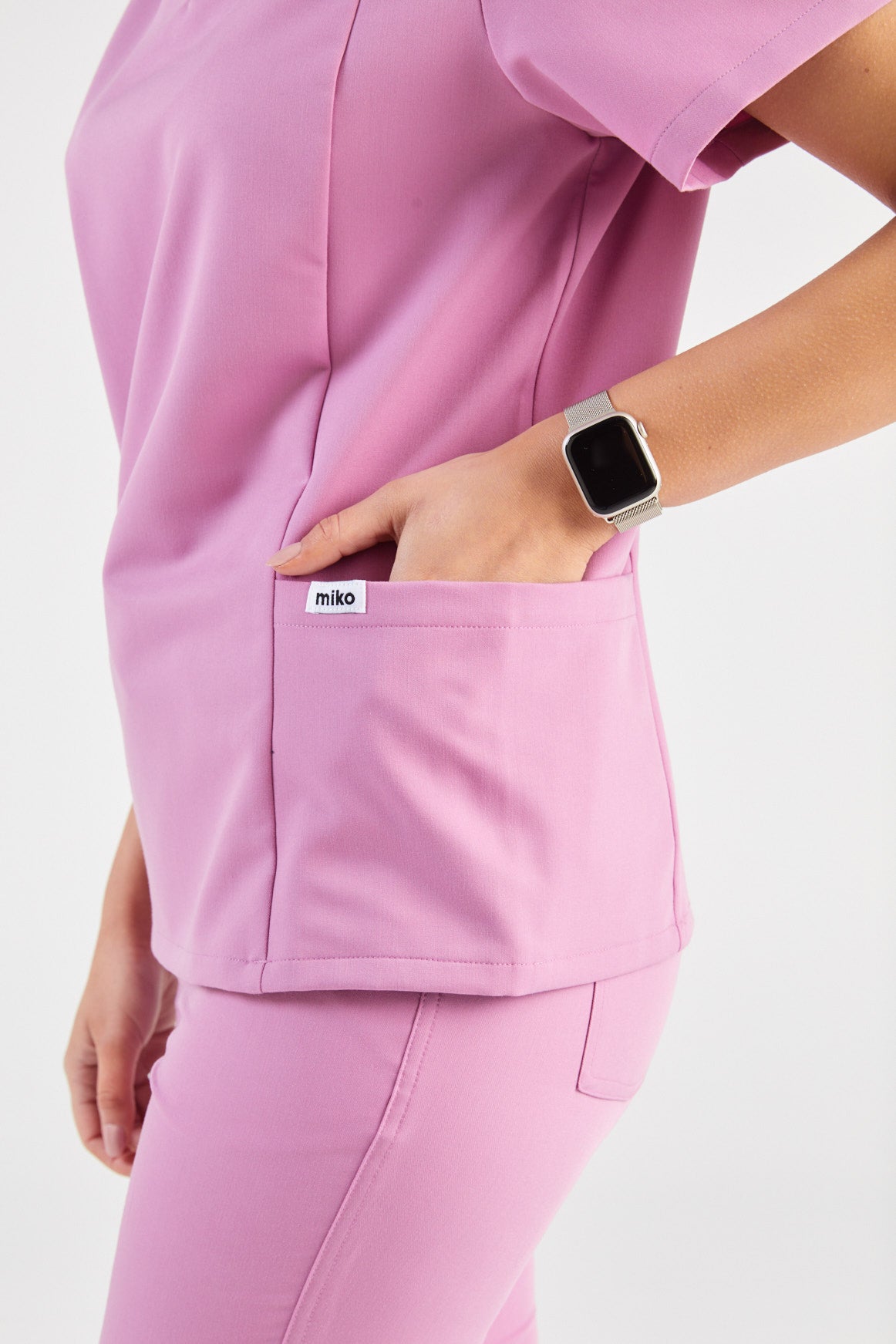 Molly Princess Cut Two Pocket Scrub Top - Dusty Pink