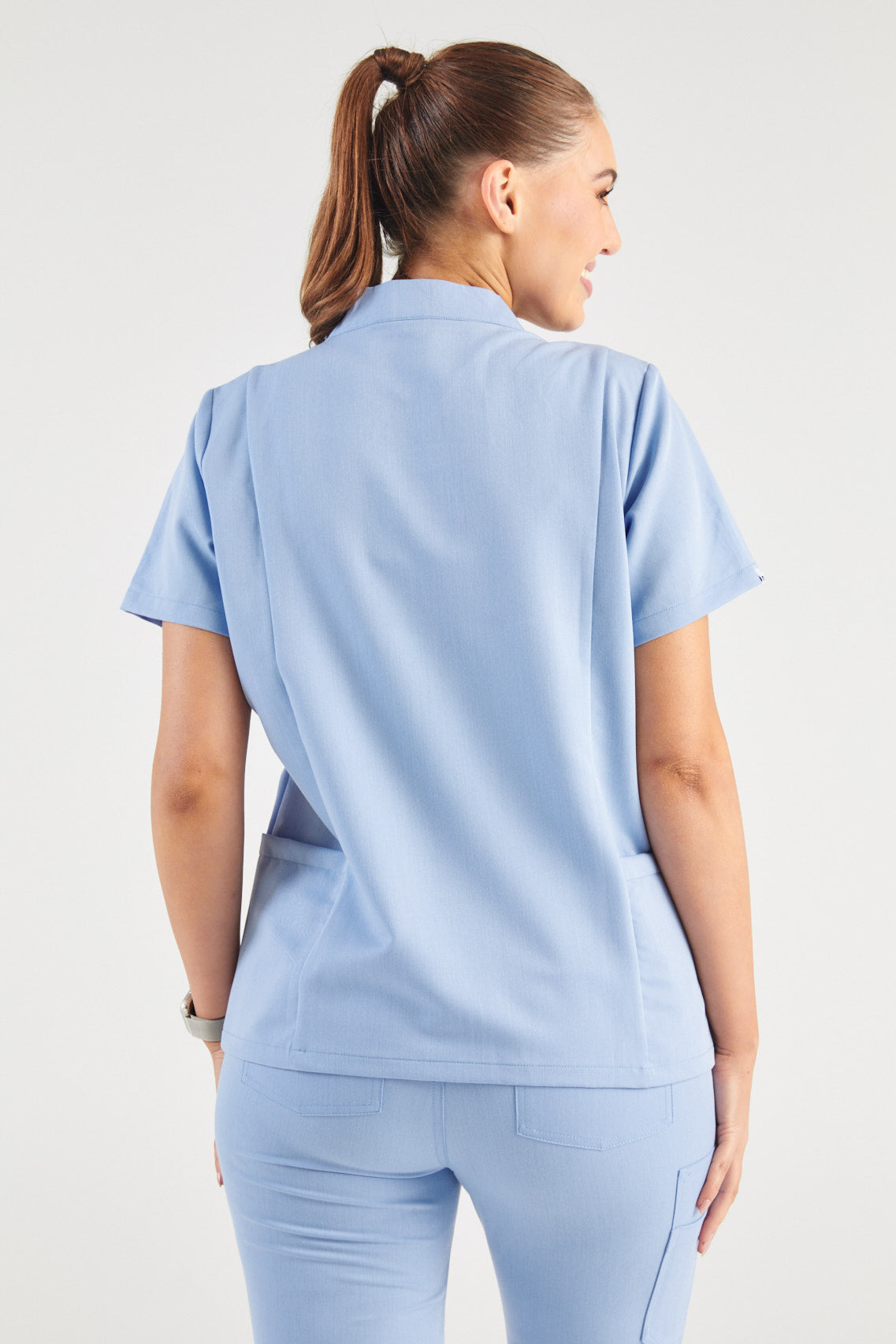 Molly Princess Cut Two Pocket Scrub Top - Sky Blue