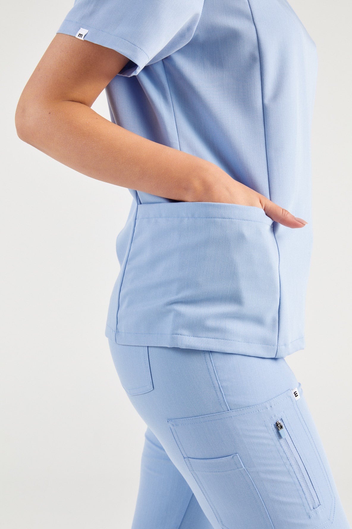 Molly Princess Cut Two Pocket Scrub Top - Sky Blue