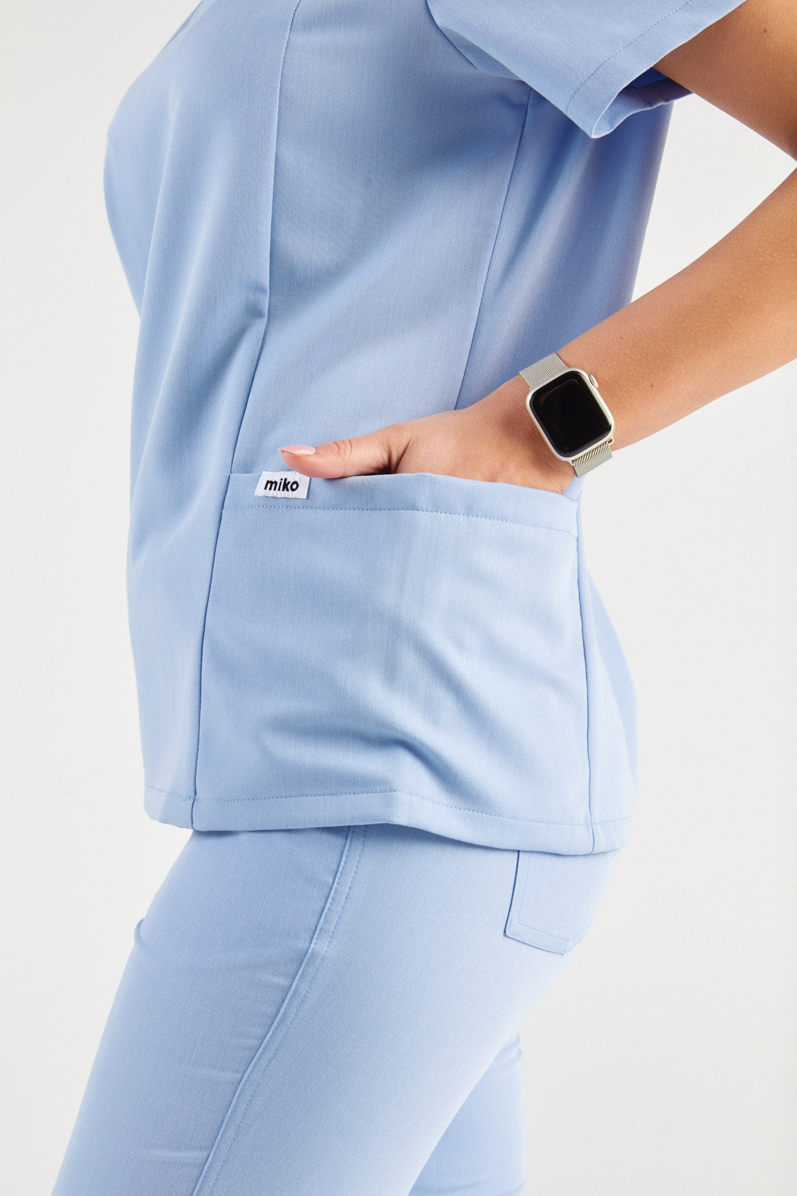 Molly Princess Cut Two Pocket Scrub Top - Sky Blue
