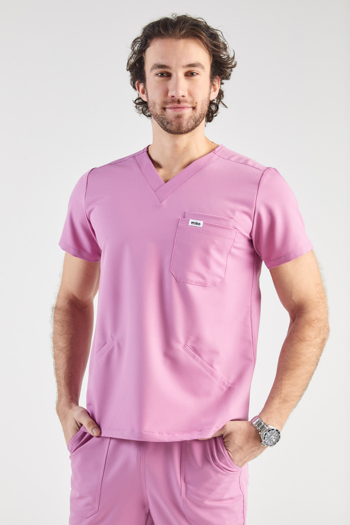 Otis V-Neck Four Pocket Scrub Top - Dusty Pink