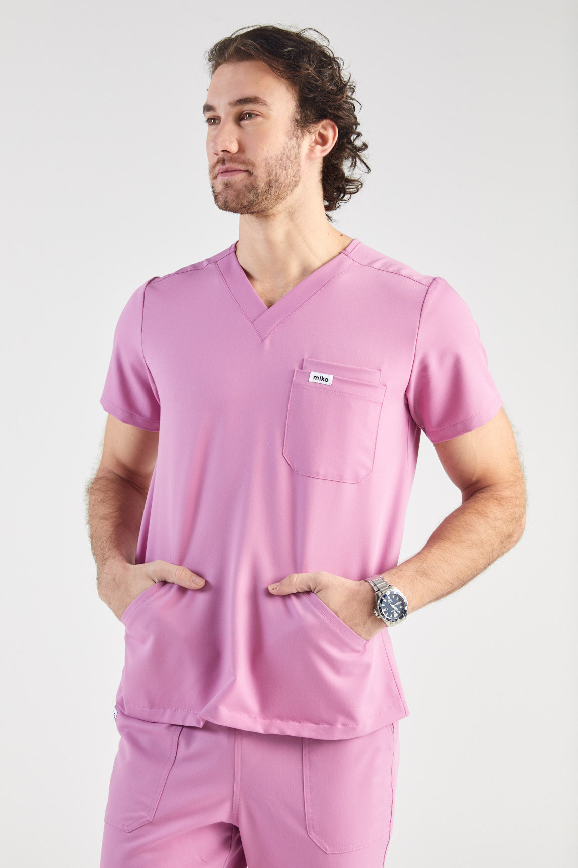Otis V-Neck Four Pocket Scrub Top - Dusty Pink