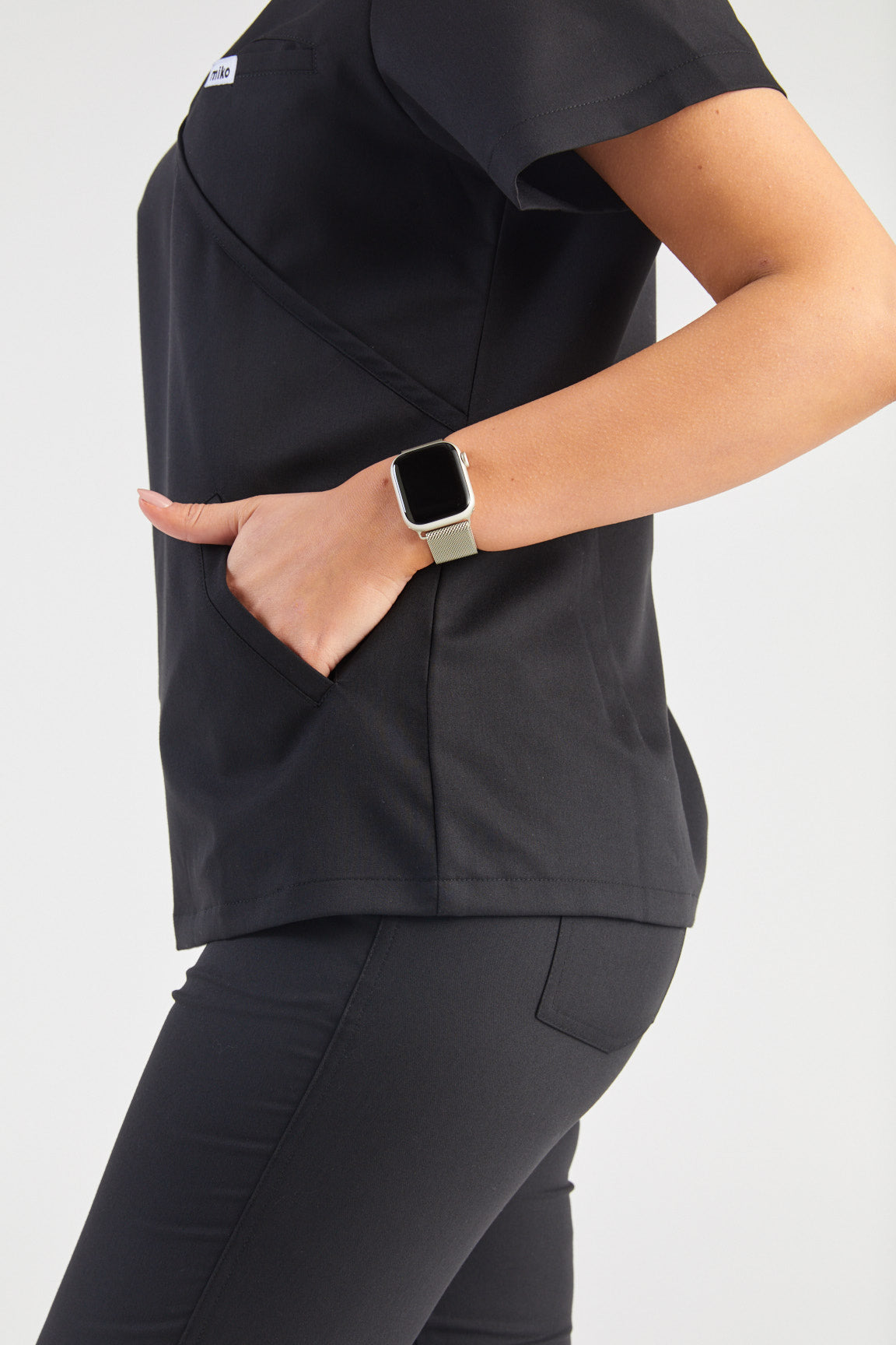 Ada V-Neck Wrap Three Pocket Scrub Top - Black