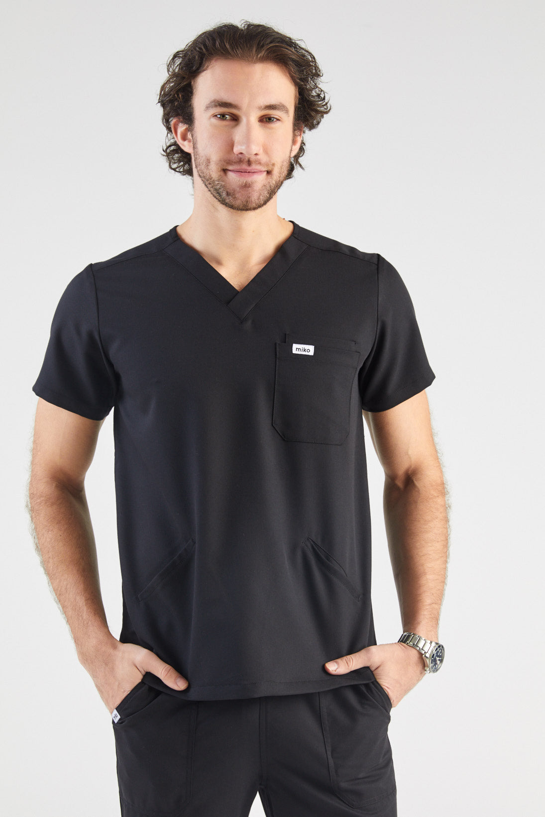 Otis V-Neck Four Pocket Scrub Top - Black
