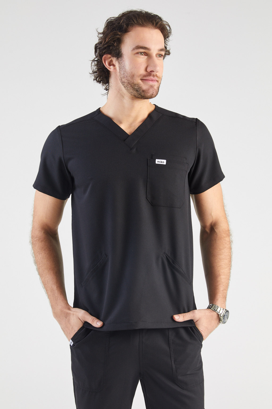 Otis V-Neck Four Pocket Scrub Top - Black