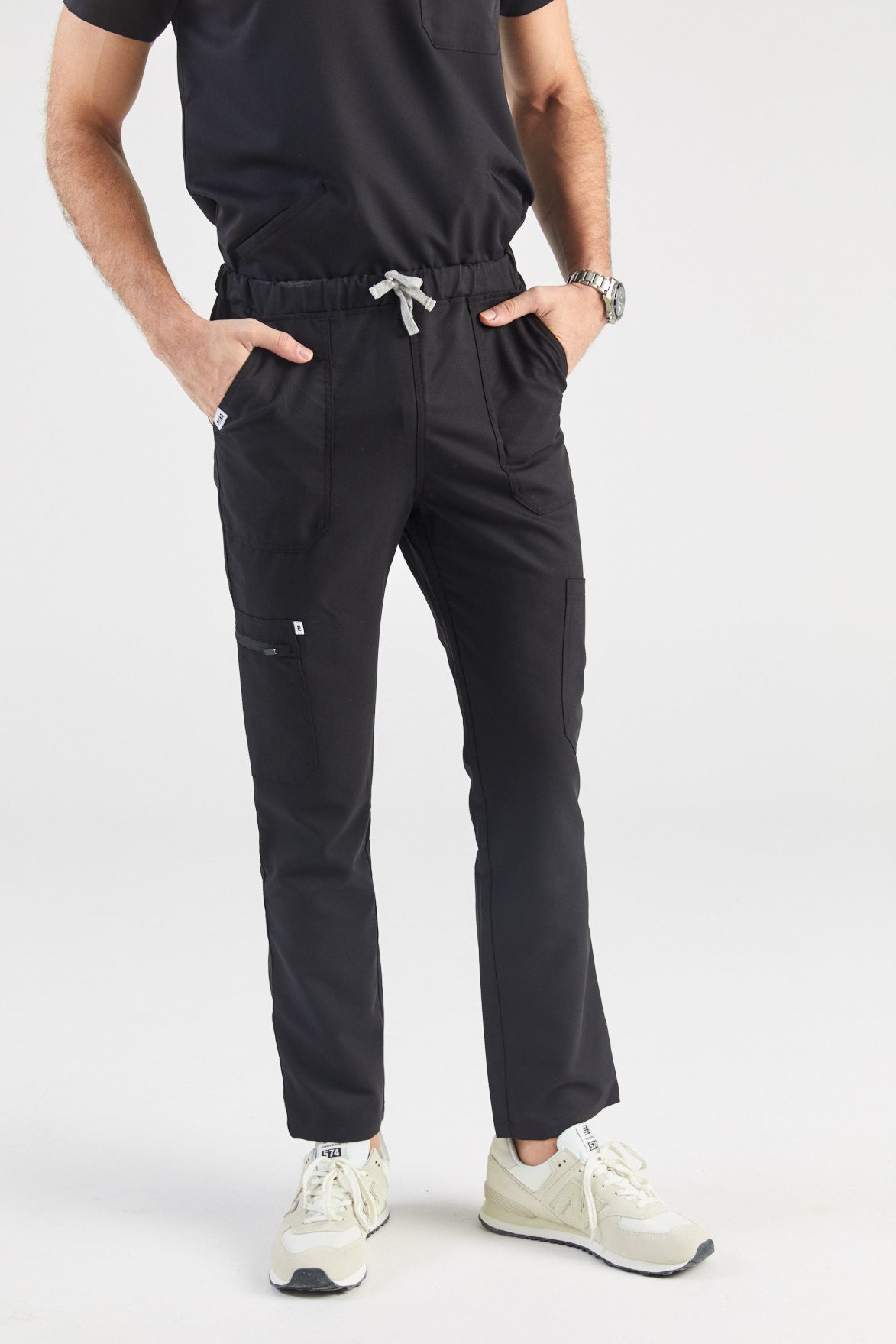 Casper Multi-Pocket Regular Scrub Pants - Black