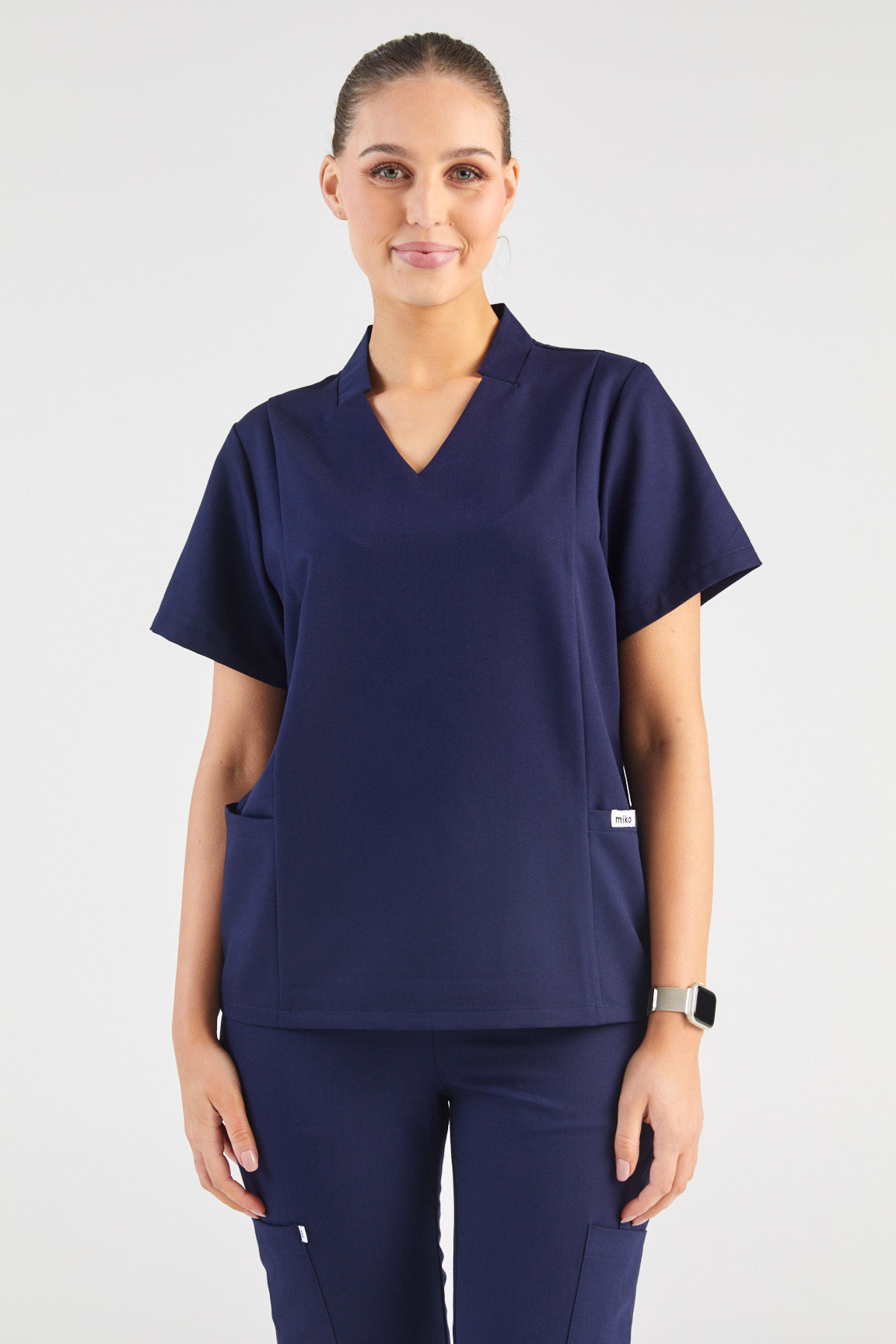 Molly Princess Cut Two Pocket Scrub Top - Midnight Navy