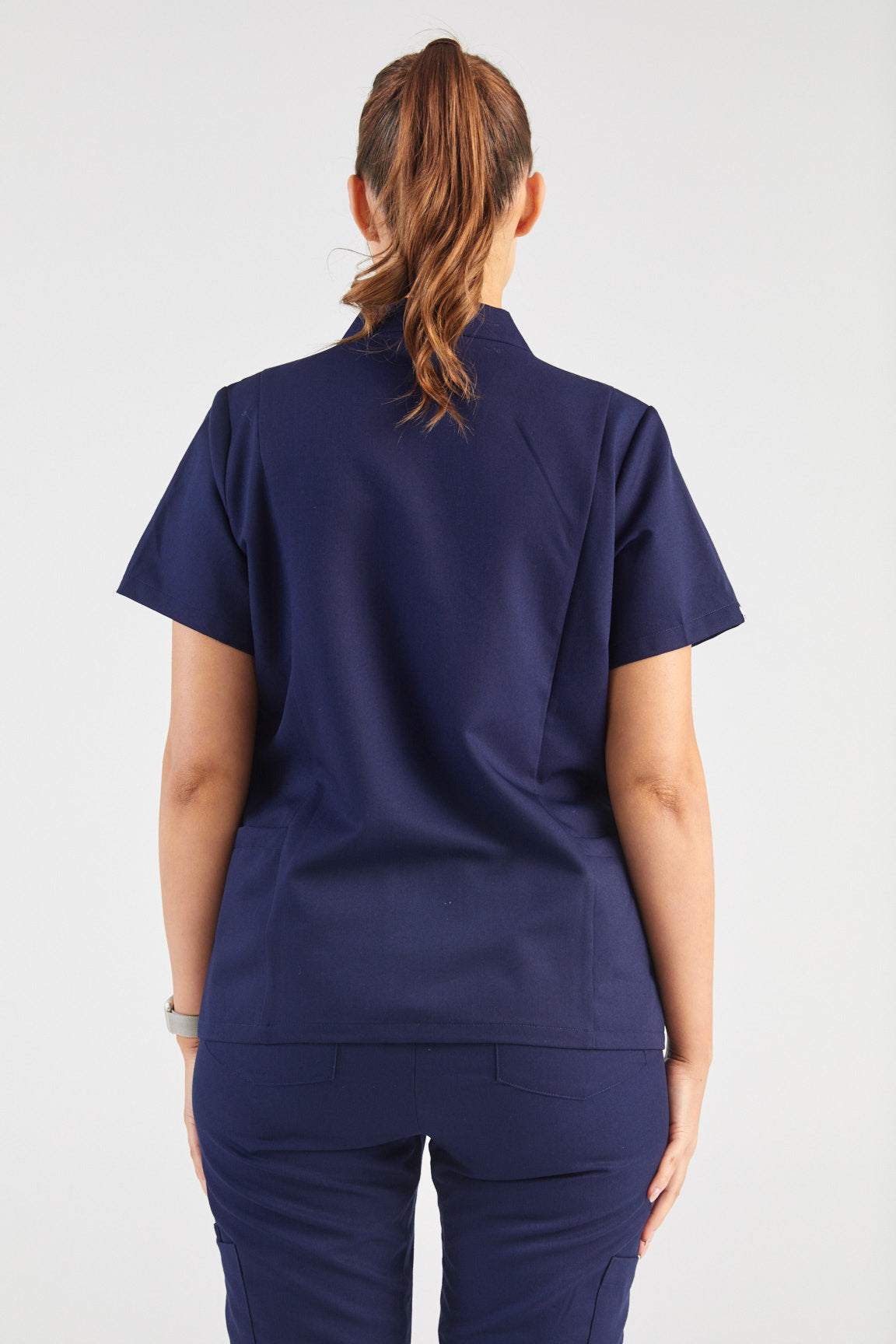 Molly Princess Cut Two Pocket Scrub Top - Navy