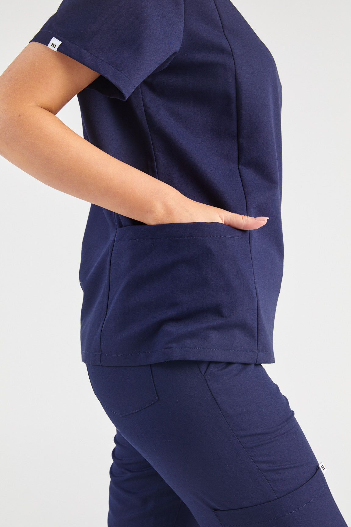 Molly Princess Cut Two Pocket Scrub Top - Navy