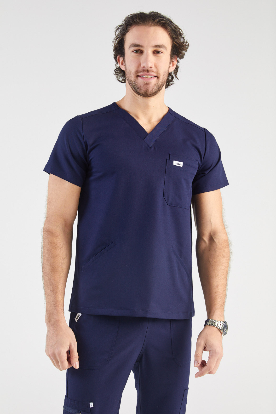 Otis V-Neck Four Pocket Scrub Top - Navy