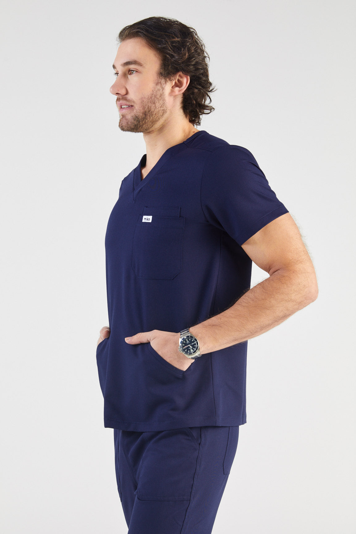 Otis V-Neck Four Pocket Scrub Top - Navy