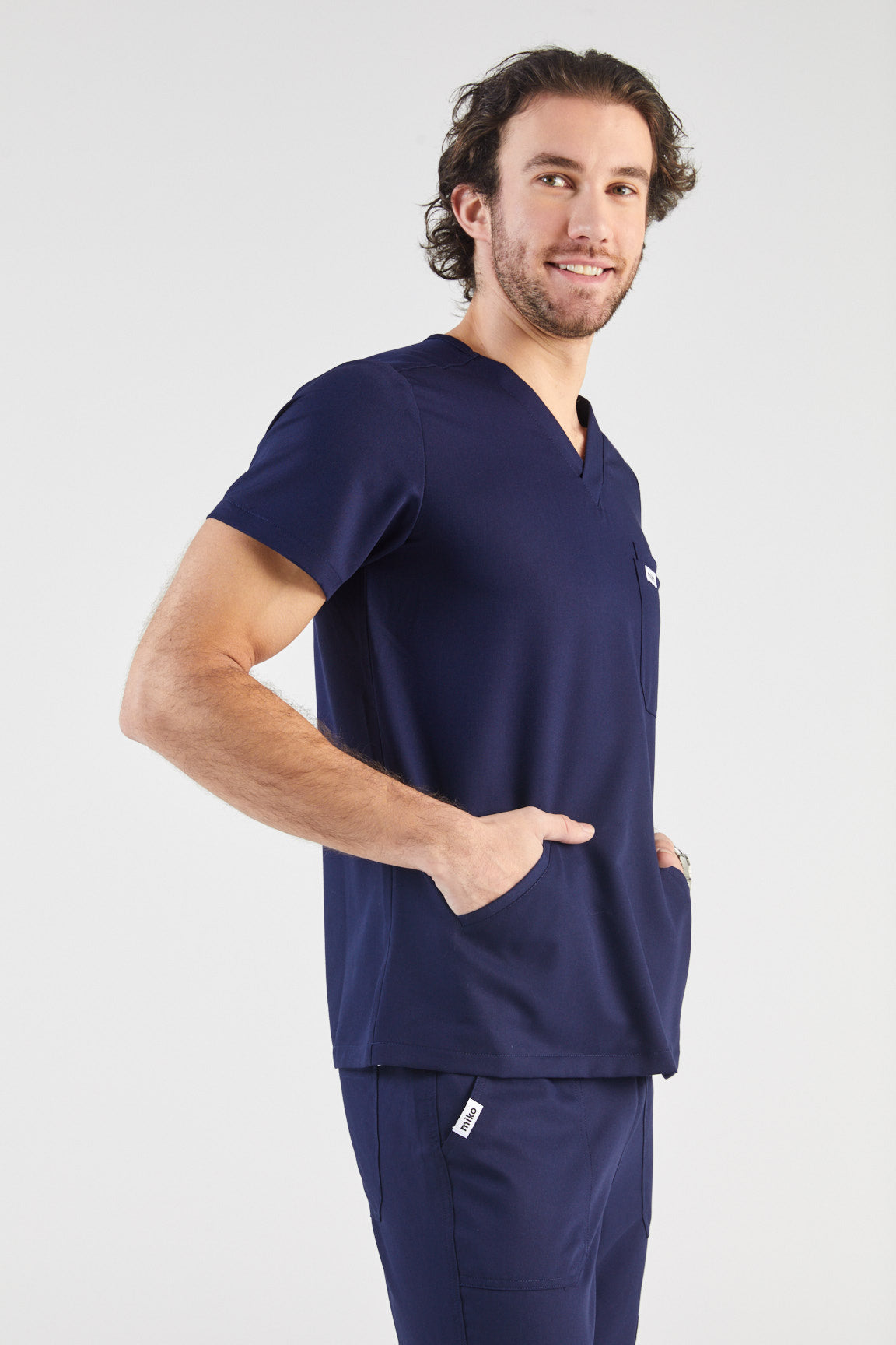 Otis V-Neck Four Pocket Scrub Top - Navy