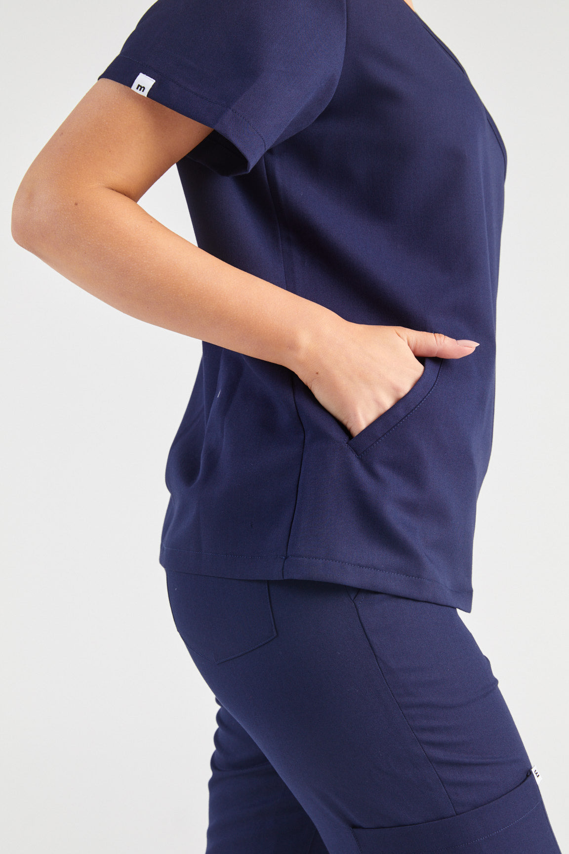Ada V-Neck Wrap Three Pocket Scrub Top - Navy