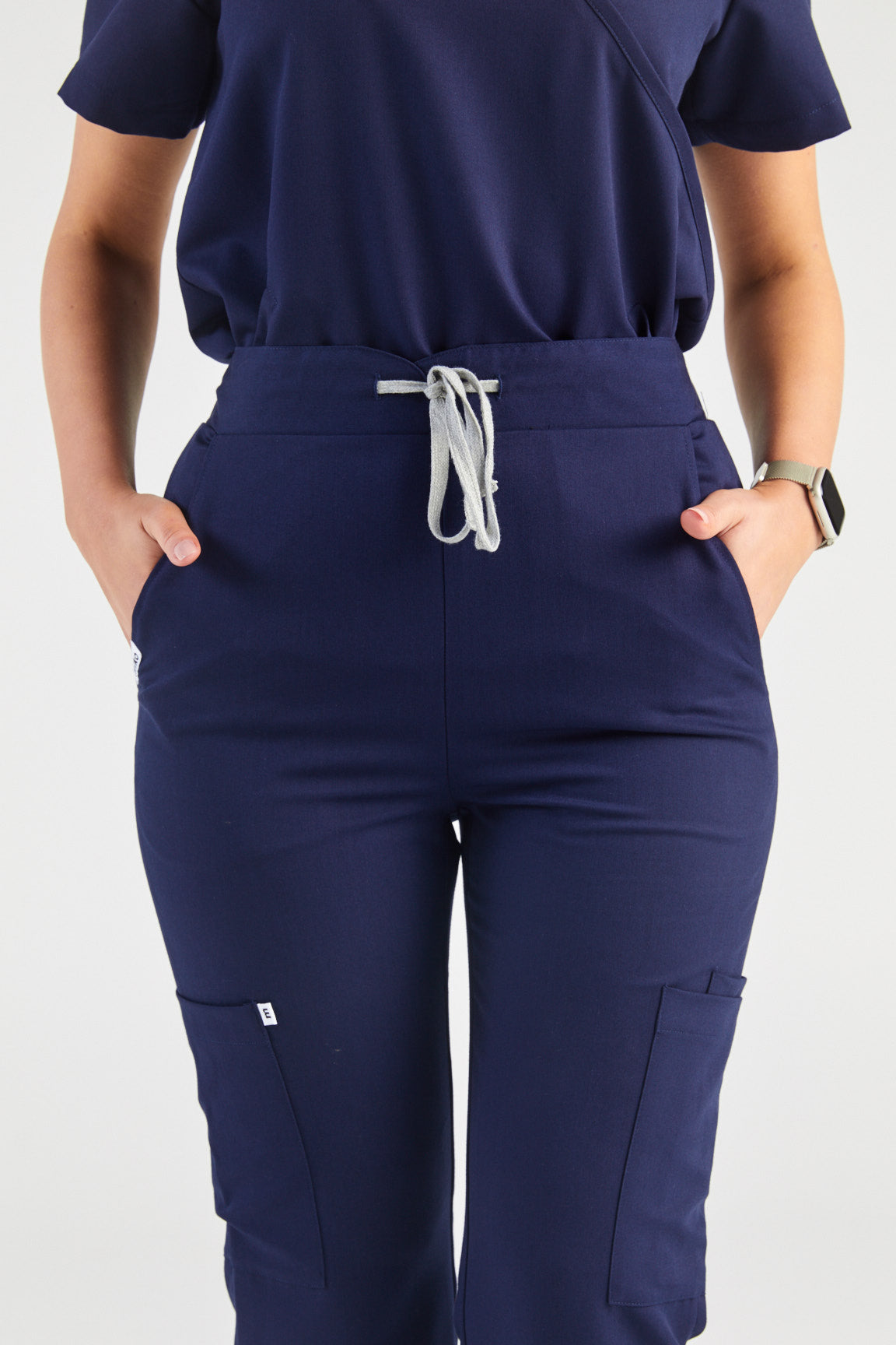 Sage Multi-Pocket Straight Scrub Pants - Navy