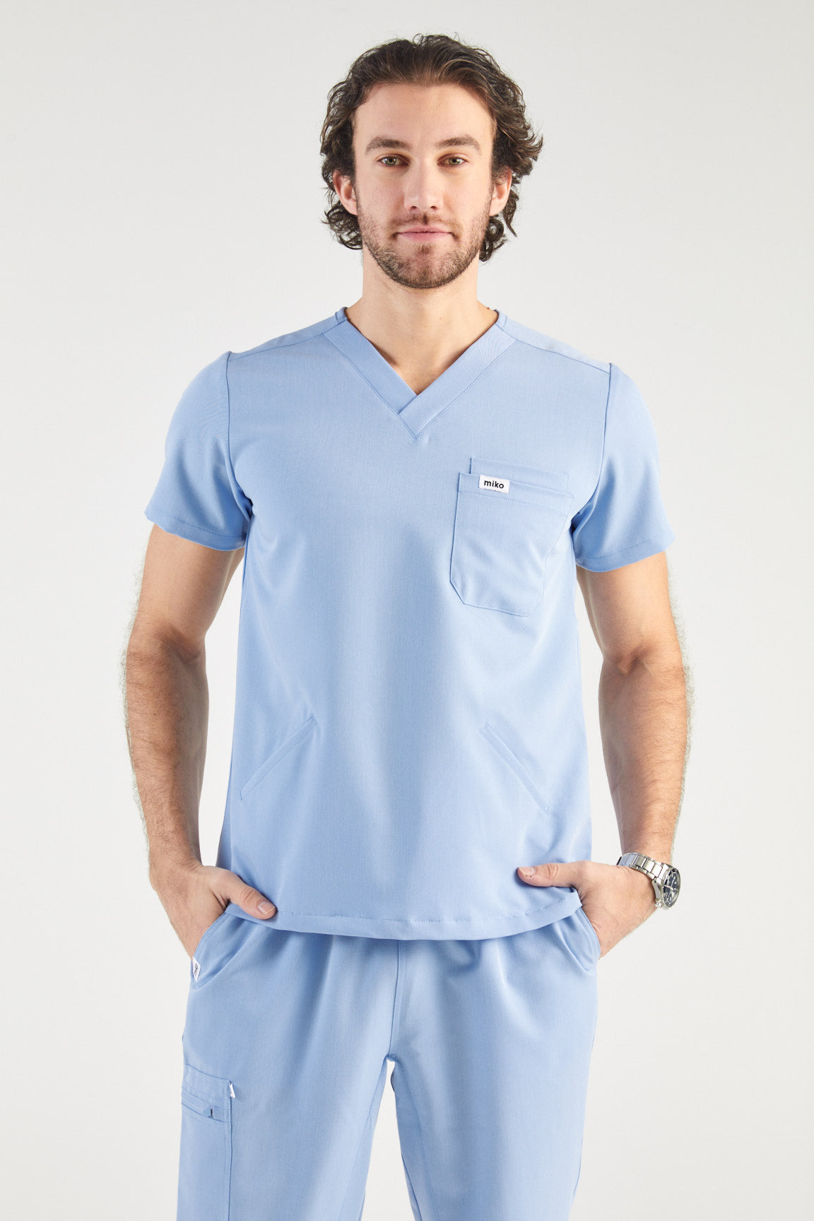Otis V-Neck Four Pocket Scrub Top - Sky Blue