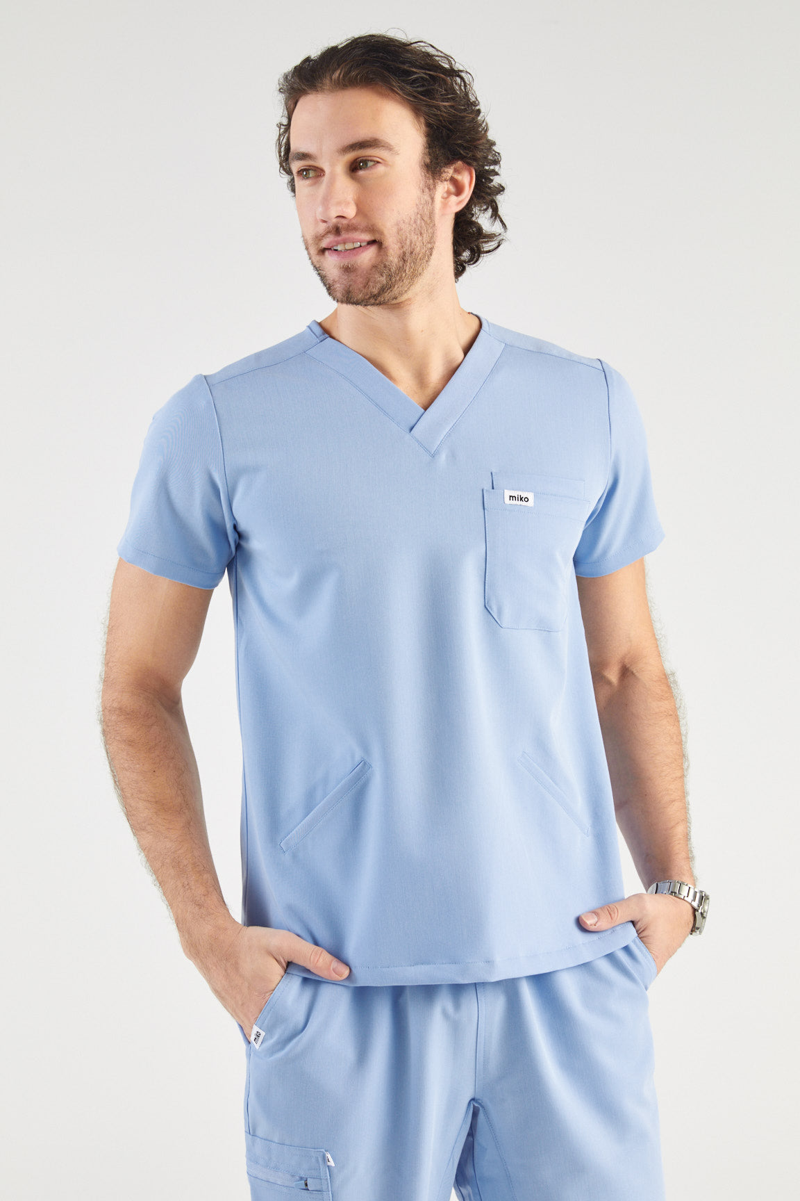 Otis V-Neck Four Pocket Scrub Top - Sky Blue