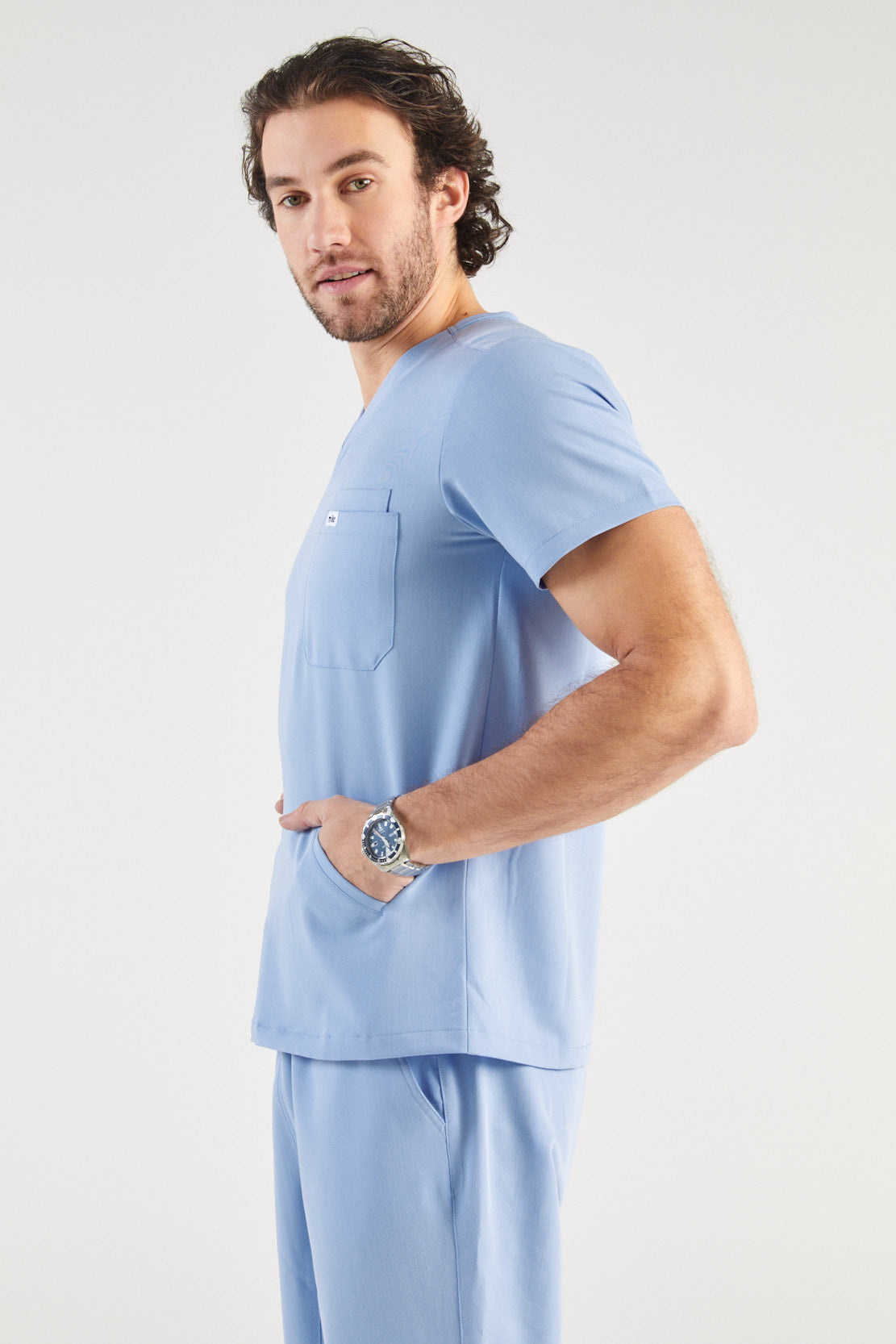 Otis V-Neck Four Pocket Scrub Top - Sky Blue
