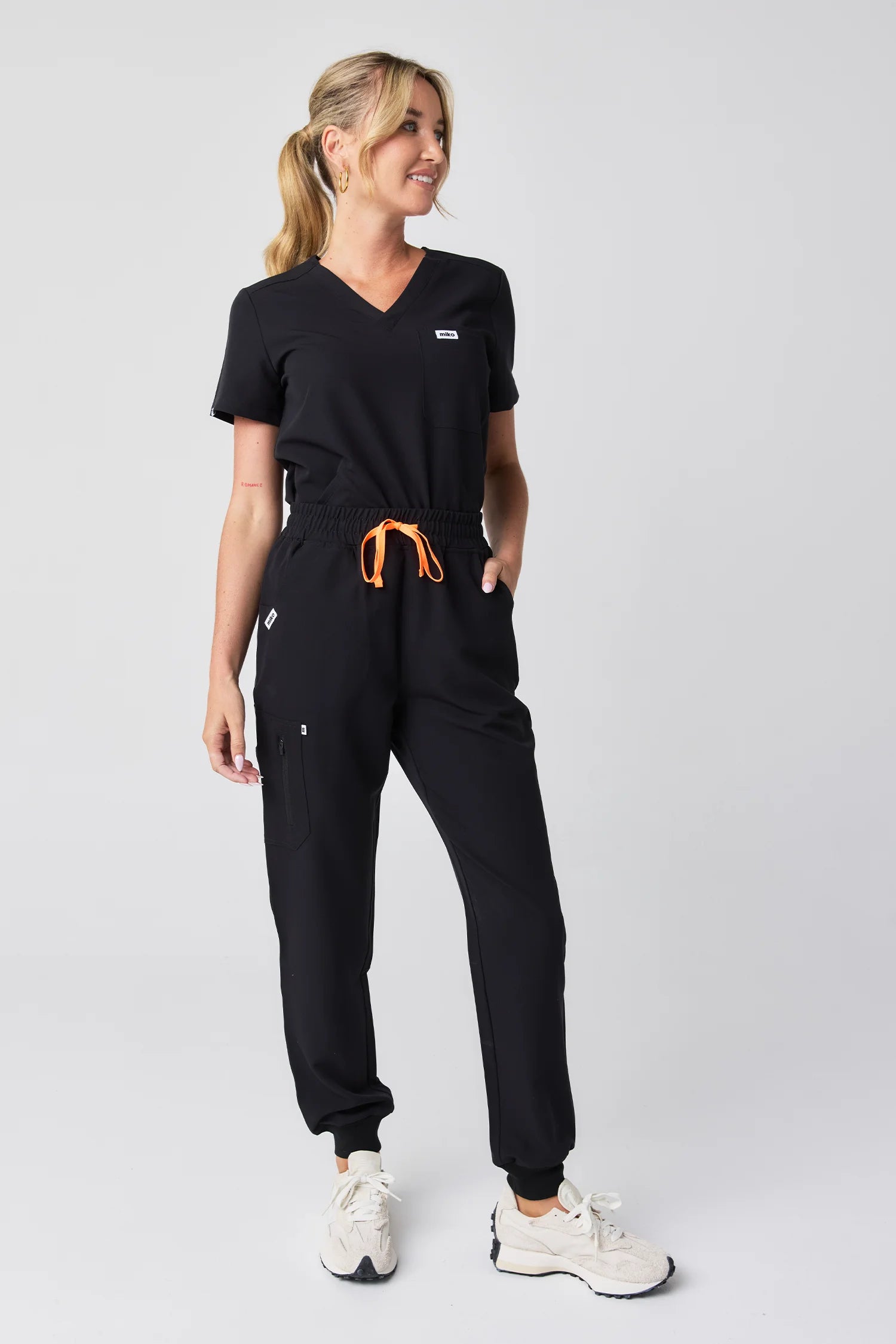 Everly V-Neck Four Pocket Scrub Top V2 - Black