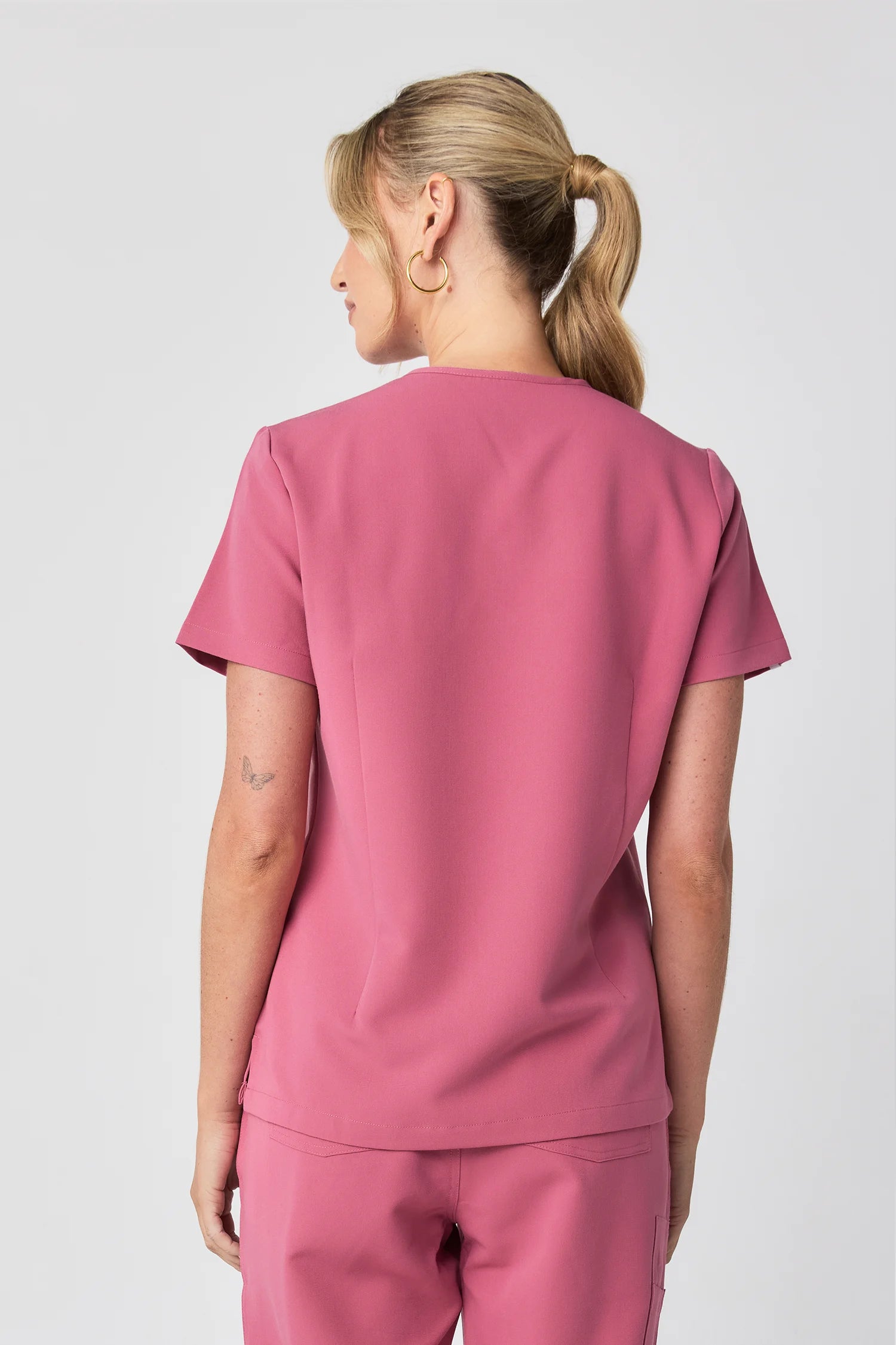 Everly V-Neck Four Pocket Scrub Top - Deep Pink
