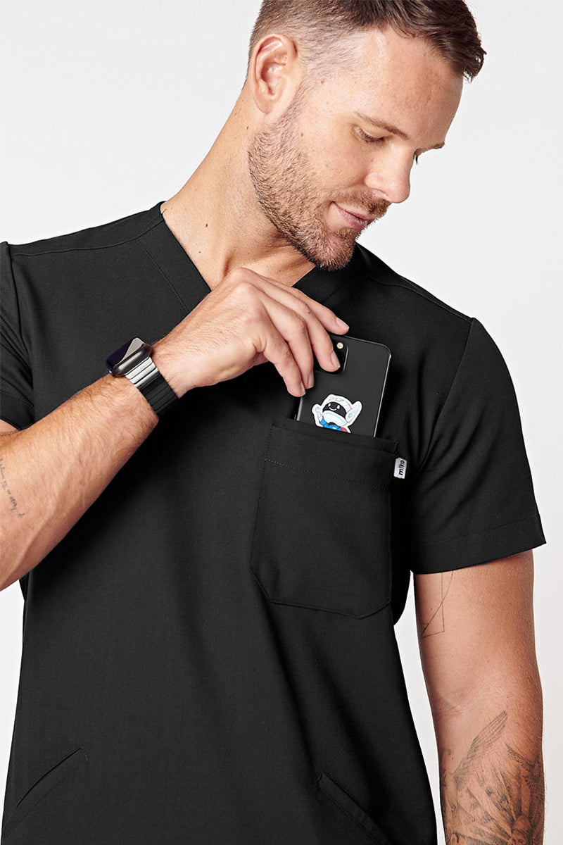 Otis V-Neck Four Pocket Scrub Top - Black