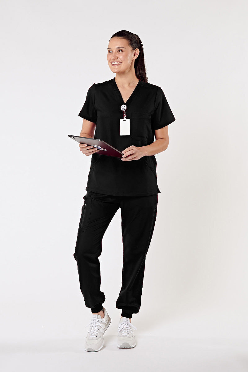 Everly V-Neck Four Pocket Scrub Top V2 - Black