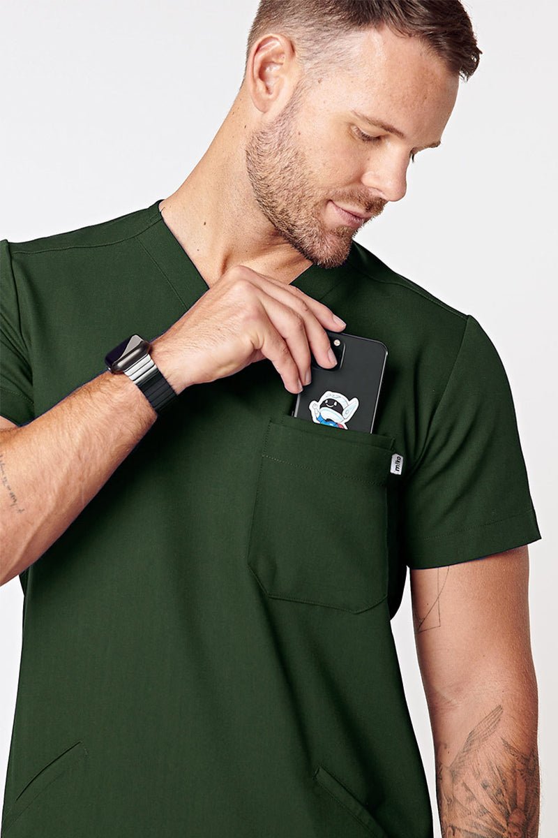 Otis V-Neck Four Pocket Scrub Top - Hunter Green