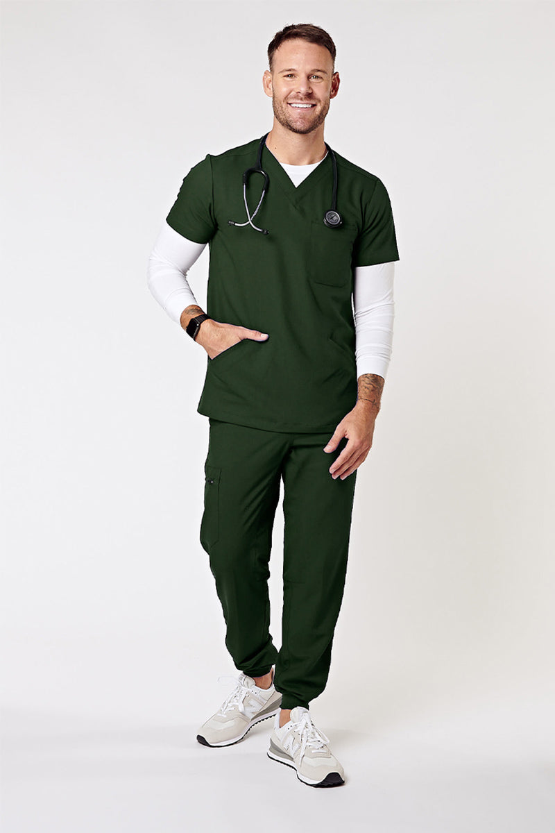 Otis V-Neck Four Pocket Scrub Top - Hunter Green
