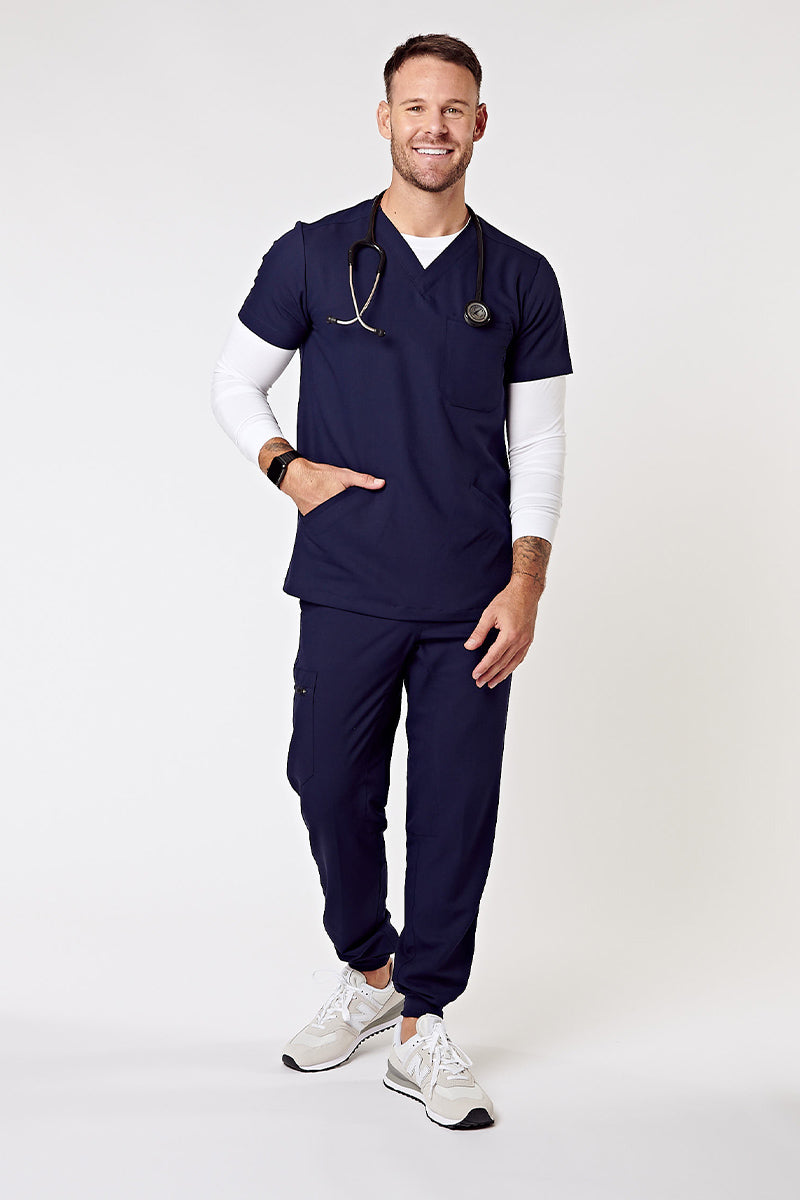 Otis V-Neck Four Pocket Scrub Top - Navy