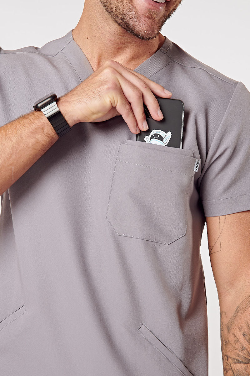 Otis V-Neck Four Pocket Scrub Top - Grey