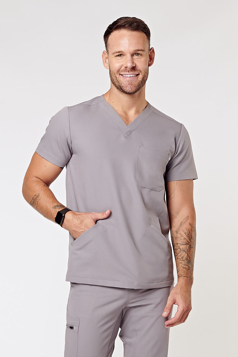 Otis V-Neck Four Pocket Scrub Top - Grey
