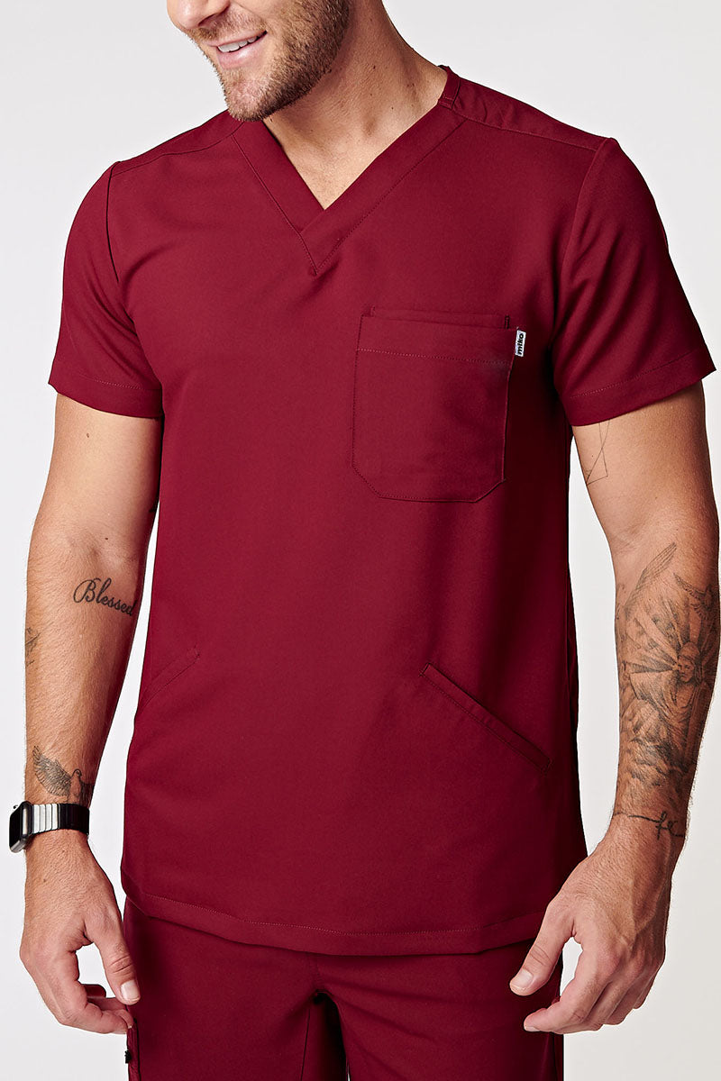 Otis V-Neck Four Pocket Scrub Top - Burgundy