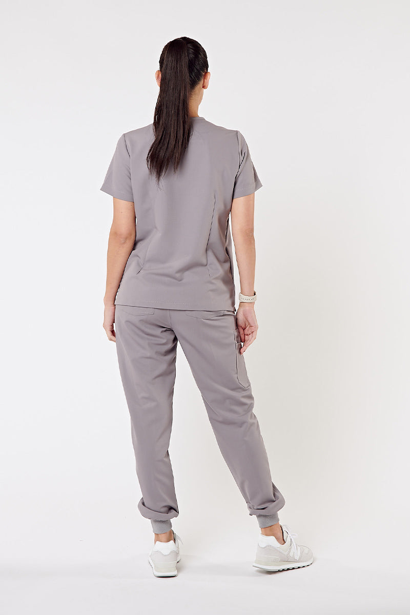 Everly V-Neck Four Pocket Scrub Top - Grey