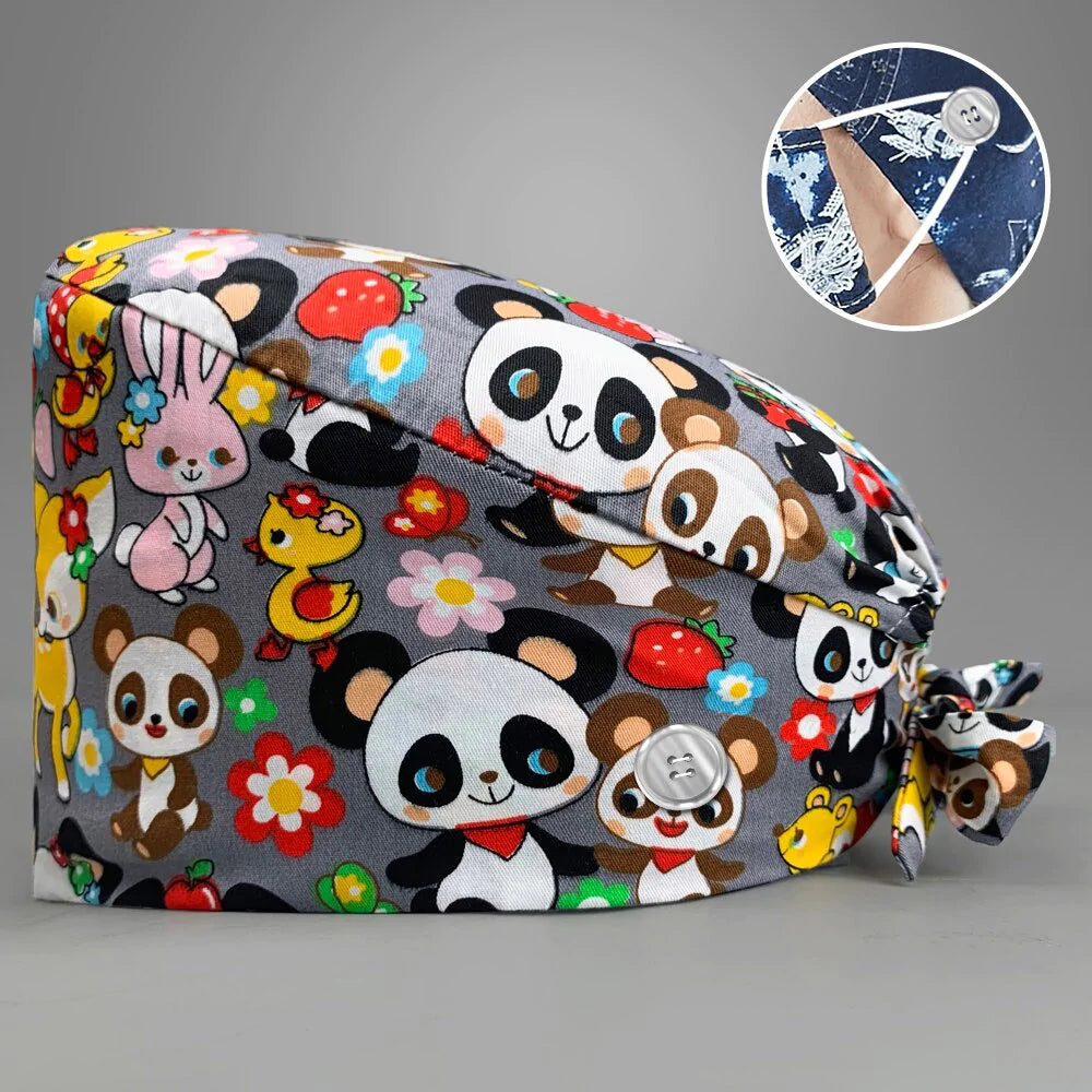 Cute Animals Grey Scrub Cap