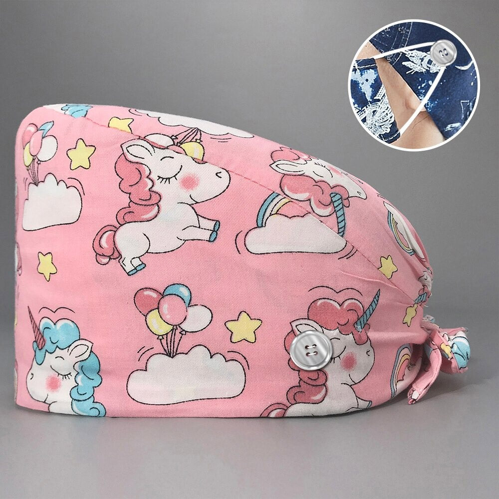 Pink Unicorn Scrub Cap