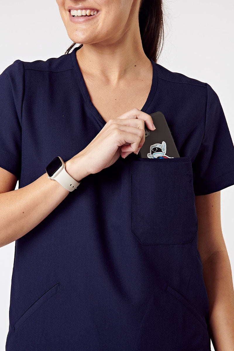 Nova Crew-Neck Scrub Top - Navy
