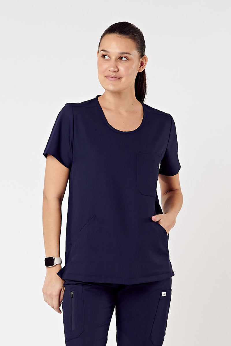Nova Crew-Neck Scrub Top - Navy