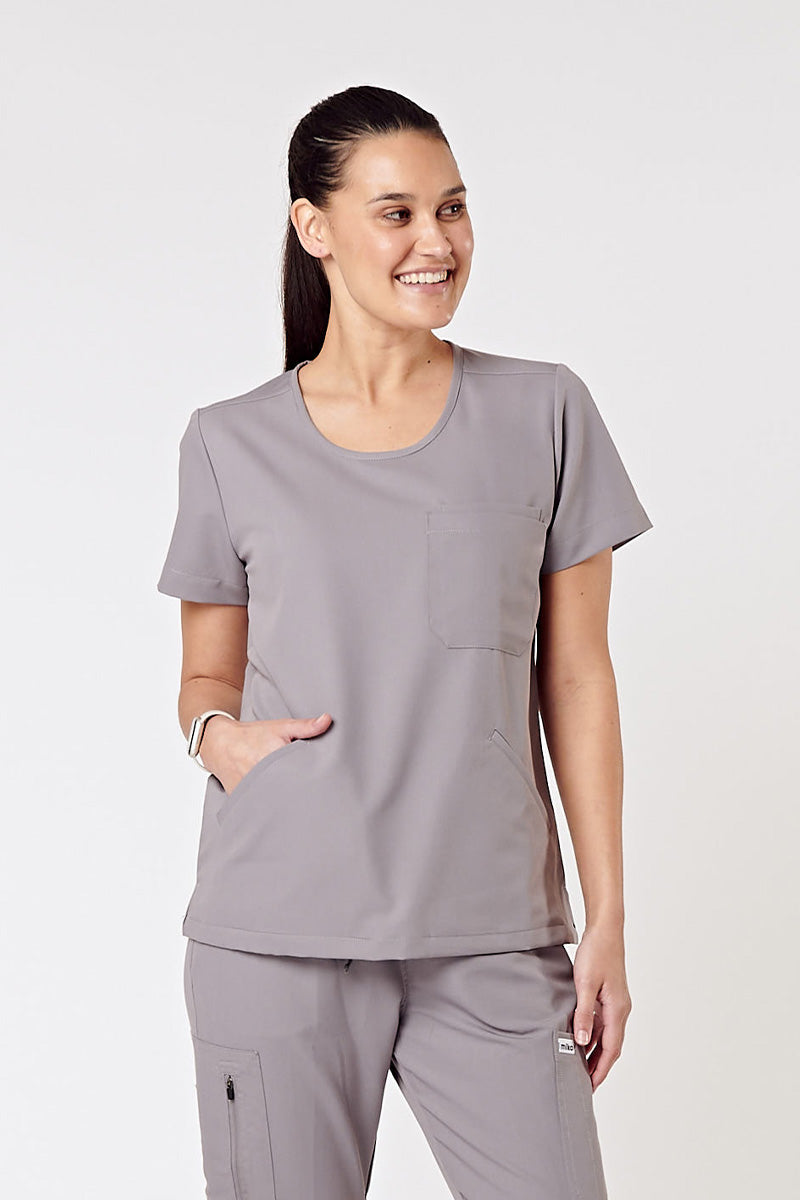 Nova Crew-Neck Scrub Top - Grey