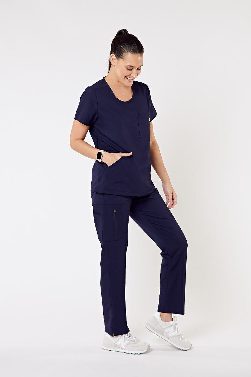 Nova Crew-Neck Scrub Top - Navy