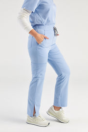 Sage Multi-Pocket Straight Scrub Pants - Sky Blue