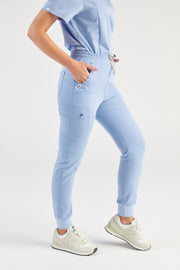 Melrose Multi-Pocket Jogger Scrub Pants - Sky Blue