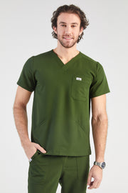 Otis V-Neck Four Pocket Scrub Top - Hunter Green