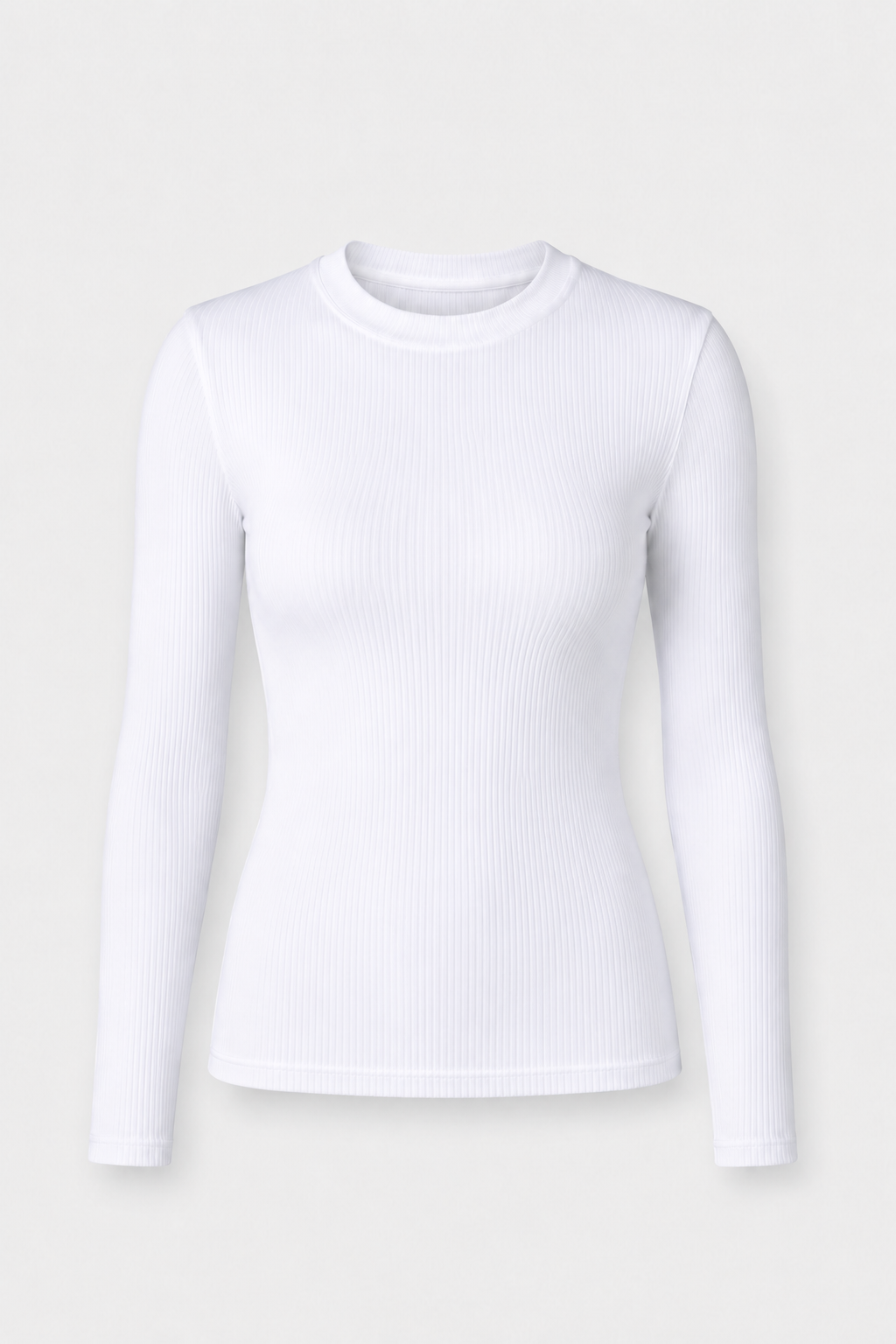 One Pack - White Ribbed Long Sleeve Top