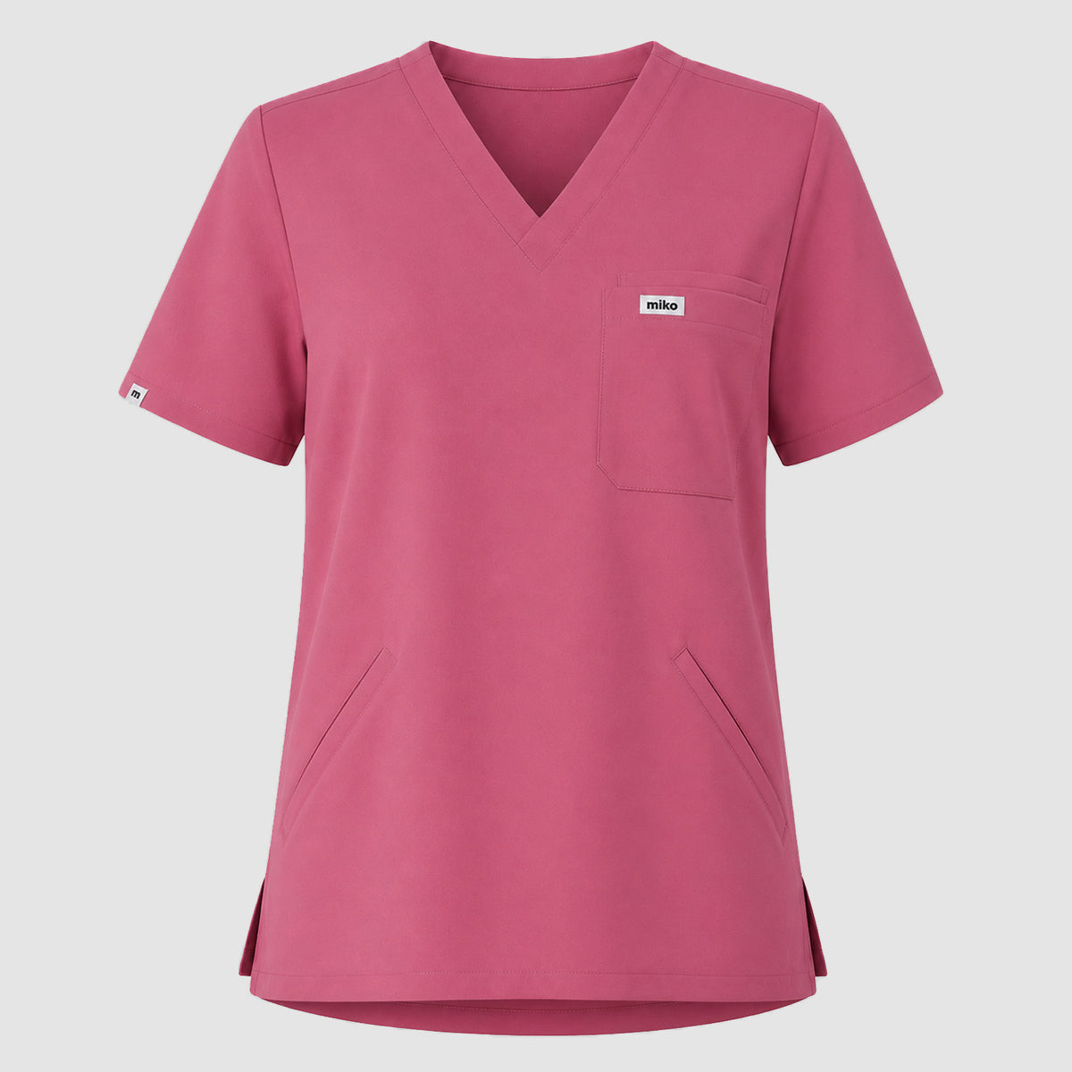 Everly V-Neck Four Pocket Scrub Top - Deep Pink