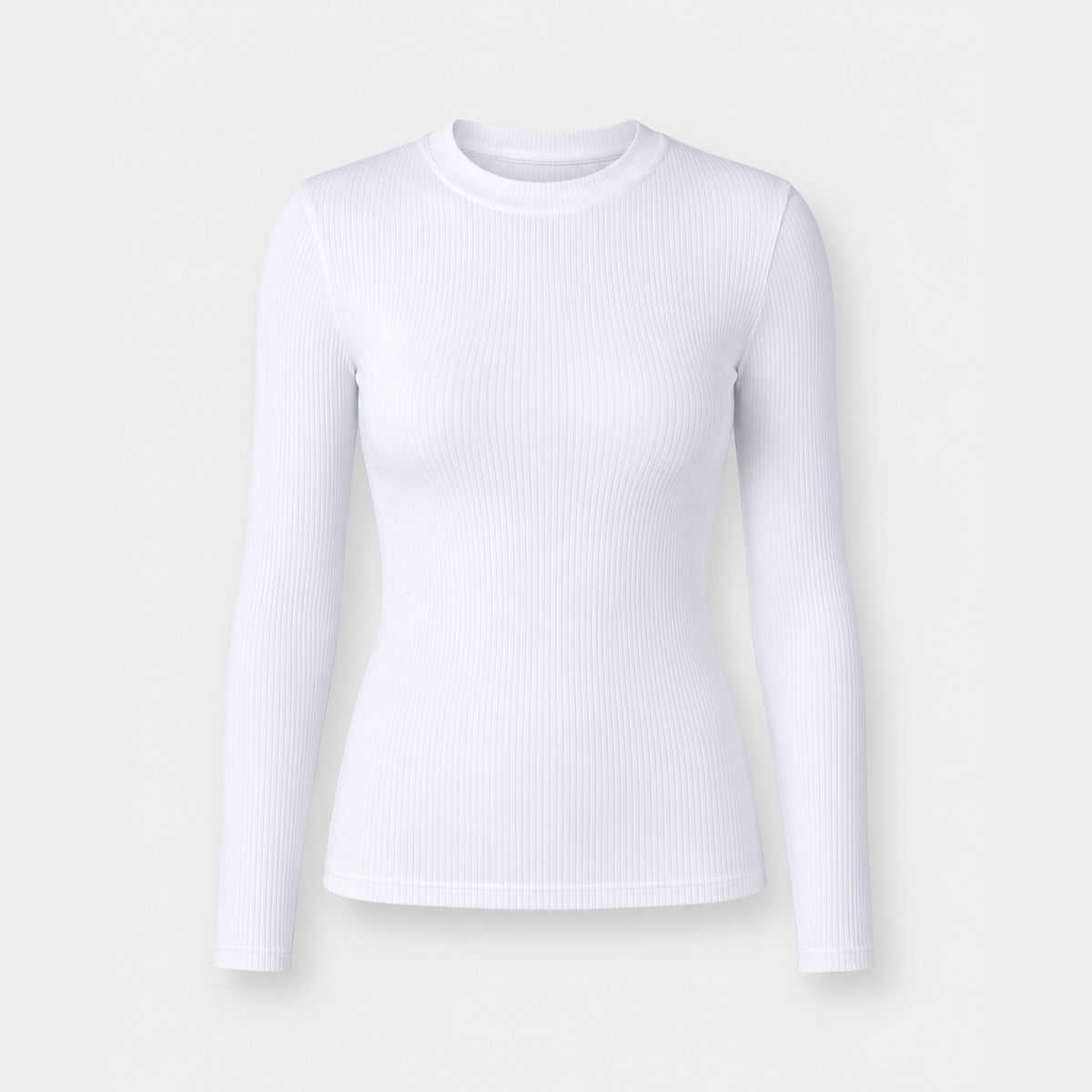 Ribbed Long Sleeve Top - White