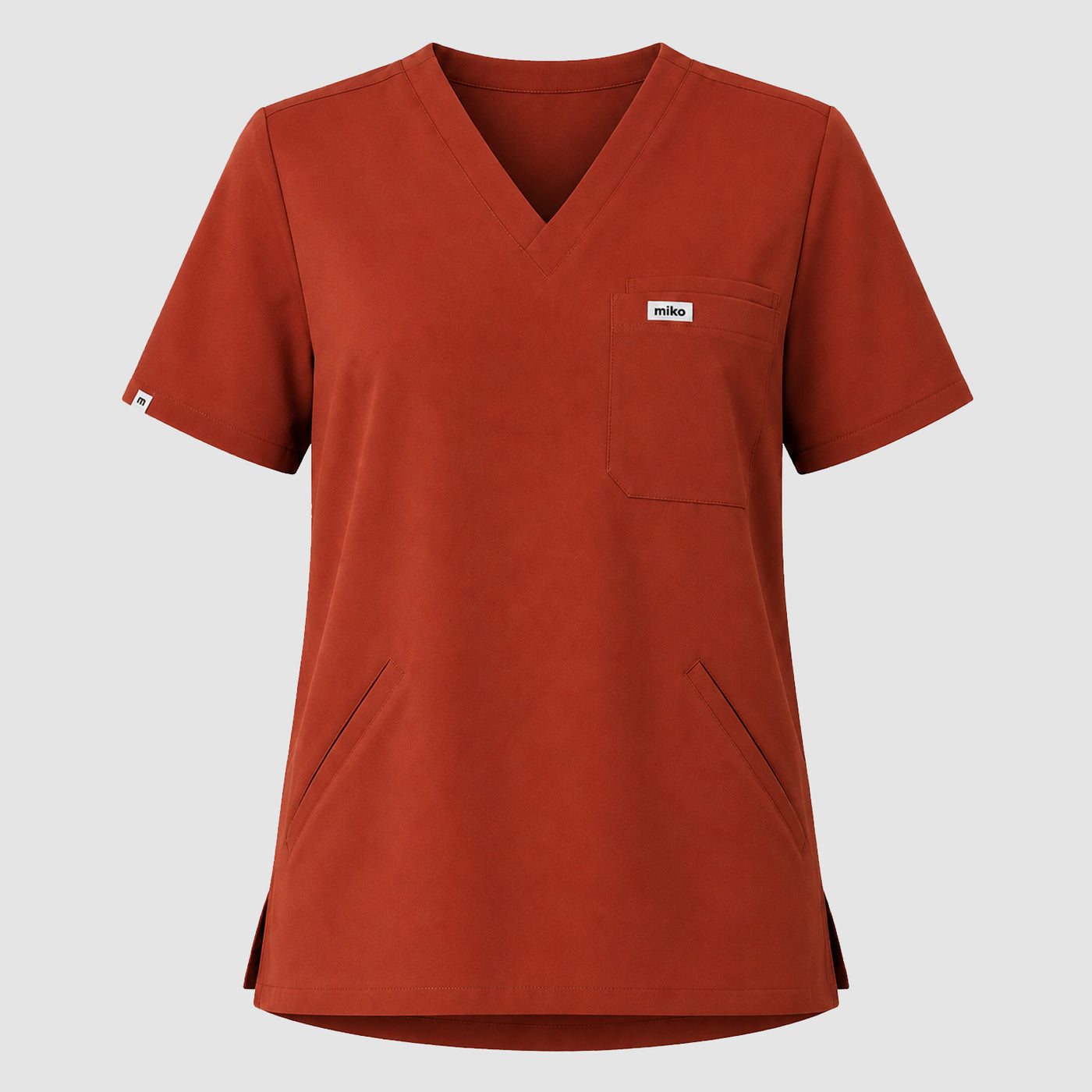 Everly V-Neck Four Pocket Scrub Top - Rust
